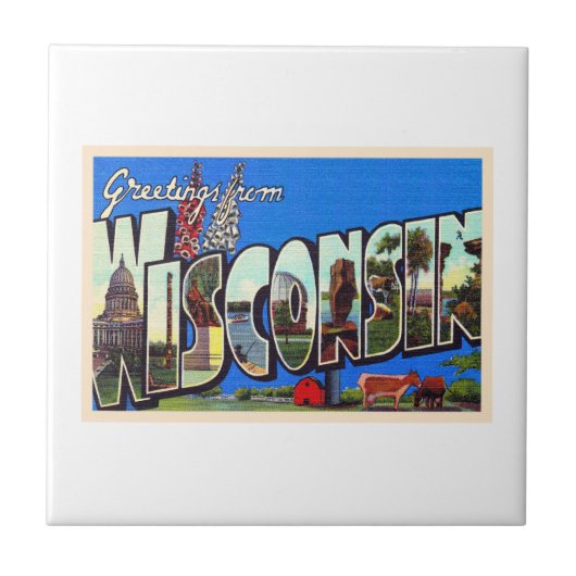 De staat Wisconsin  groot Briefkaart Tegeltje (Voorkant)