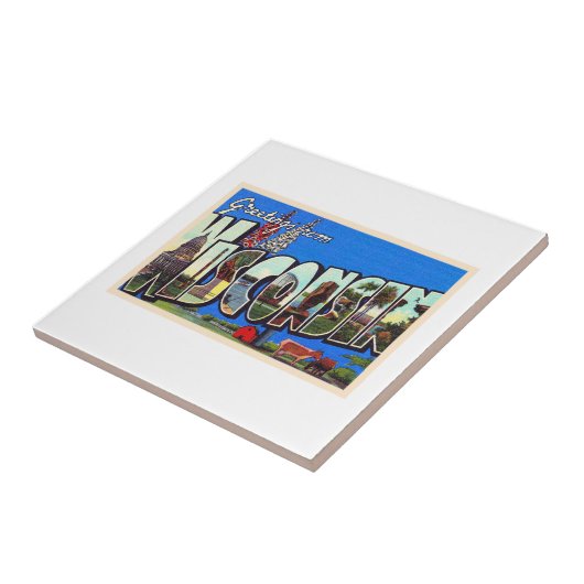 De staat Wisconsin  groot Briefkaart Tegeltje (Zijkant)