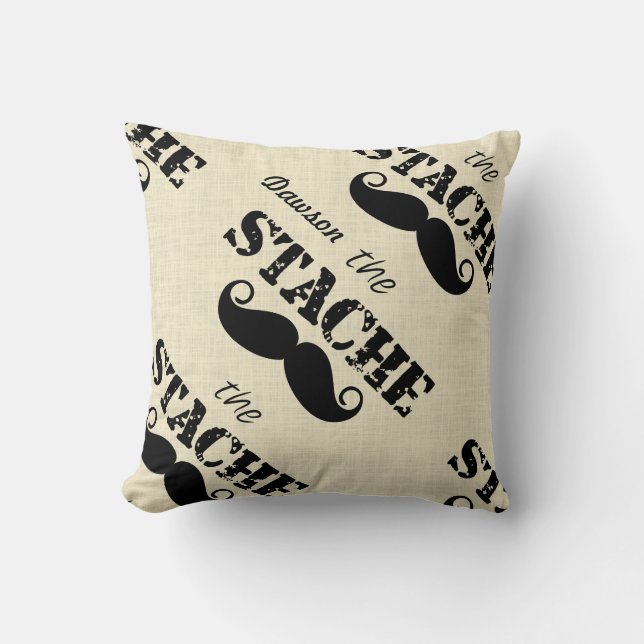 De Stache Mustache Retro Hipster Kussen (Voorkant)