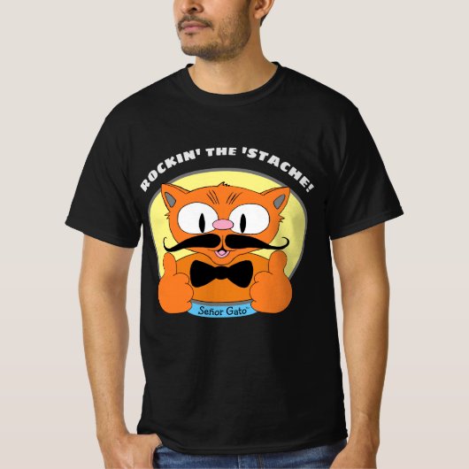 De 'Stache'. Señor Gato™ Mustache Cat T-shirt (Voorkant)