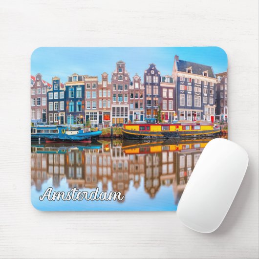 de stad Amsterdam , Nederland Muismat (Met muis)