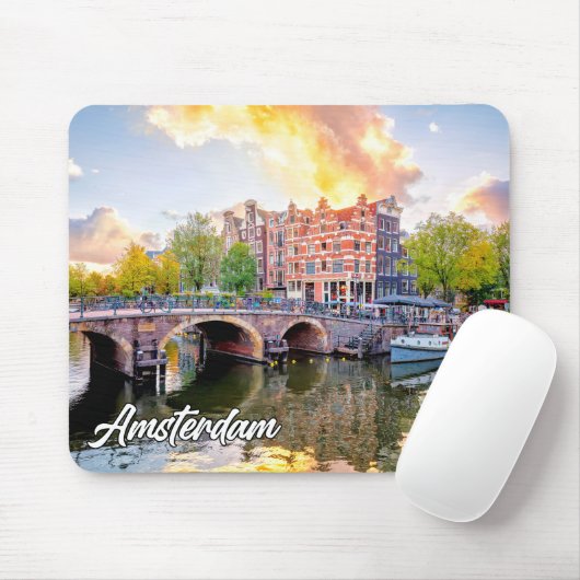 de stad Amsterdam , Nederland Muismat (Met muis)