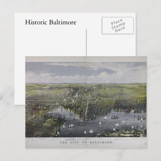 De stad Baltimore Briefkaart (Voorkant / Achterkant)