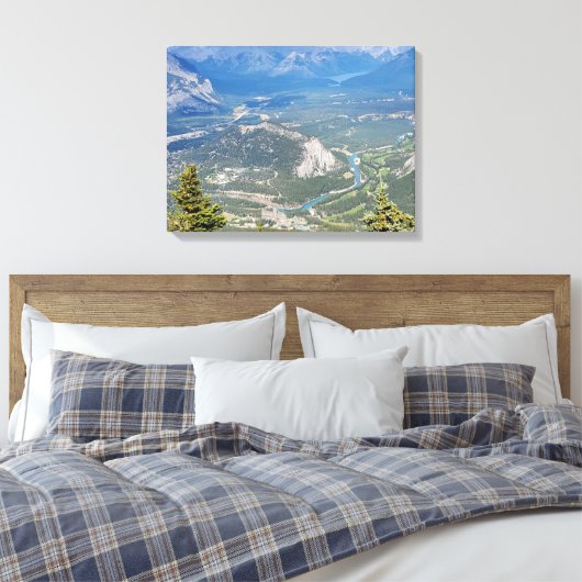 De stad Banff vanaf de top van de Sulphur Mountain Canvas Afdruk (Insitu (Slaapkamer))