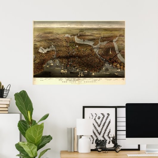 De stad Boston, 1873 Poster (Thuiskantoor)