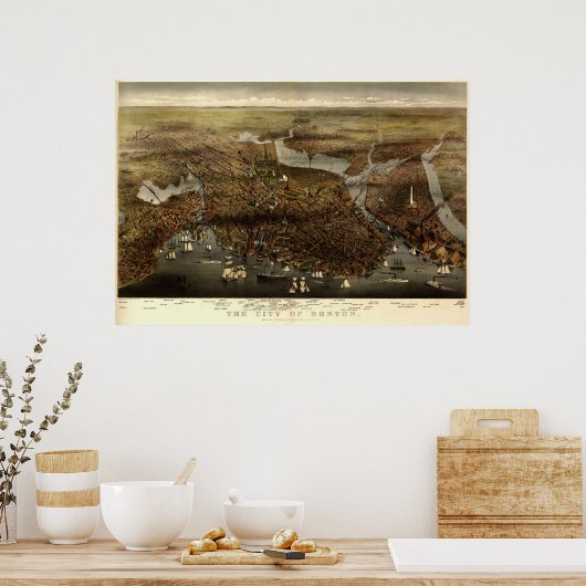 De stad Boston, 1873 Poster (Keuken)