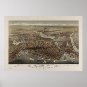 De stad Boston, door Parsons & Atwater 1873 Poster