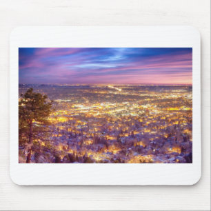 De stad Boulder Colorado City Lights Sunrise Muismat