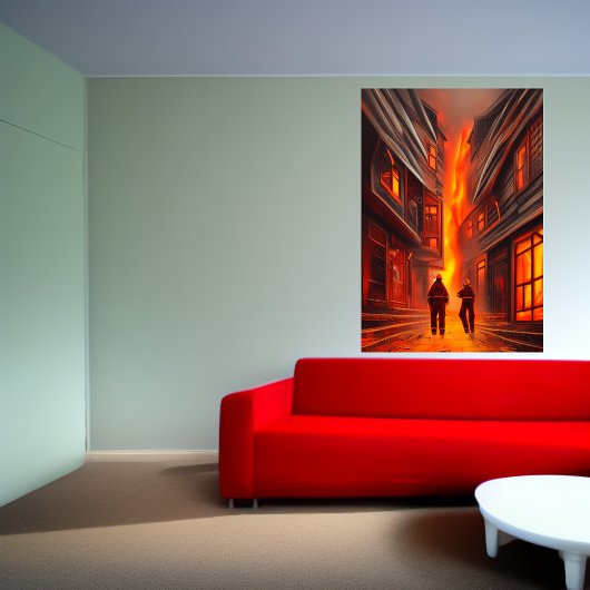 De stad brandt | AI Art Poster