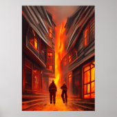 De stad brandt | AI Art Poster (Voorkant)