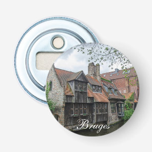 De stad Brugge in België Button Flesopener