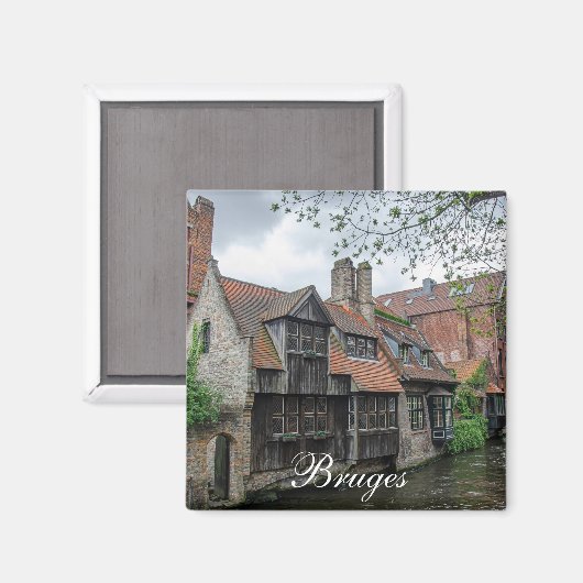De stad Brugge in België Magneet (Voorkant / Achterkant)
