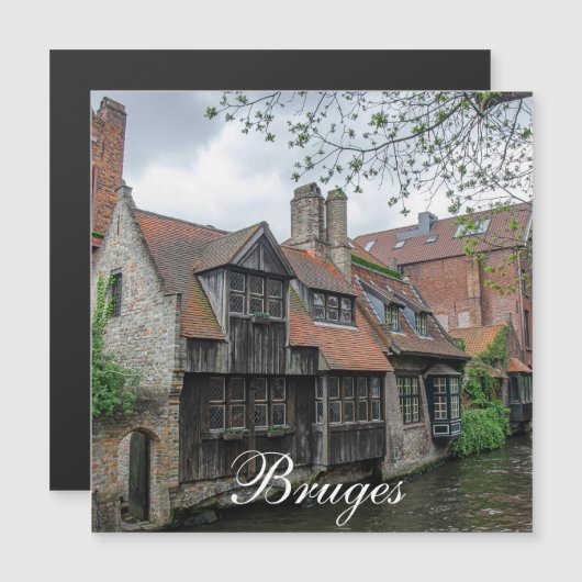 De stad Brugge in België Magnet (Voorkant / Achterkant)