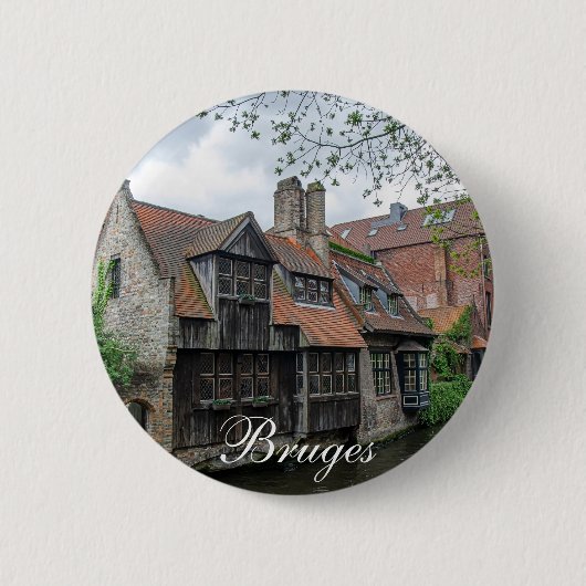 De stad Brugge in België Ronde Button 5,7 Cm (Voorkant)