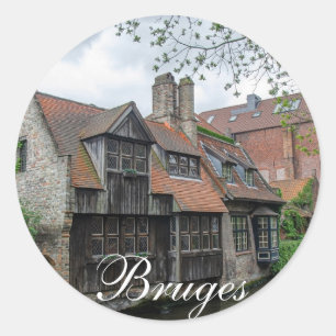 De stad Brugge in België Ronde Sticker