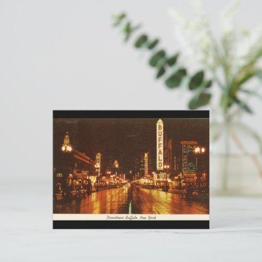 De stad Buffalo NY bij de nacht  Briefkaart (Staand voorkant)