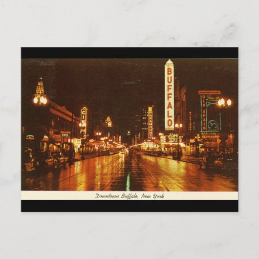 De stad Buffalo NY bij de nacht  Briefkaart (Voorkant)