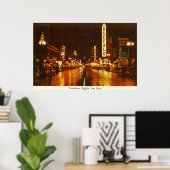 De stad Buffalo NY bij de nacht  Poster (Thuiskantoor)