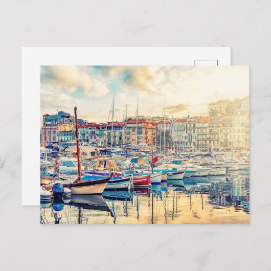 De stad Cannes in de avond Briefkaart (Voorkant / Achterkant)