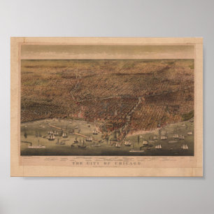 De stad Chicago 1892 Reproduction Poster
