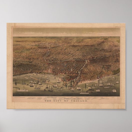 De stad Chicago 1892 Reproduction Poster (Voorkant)