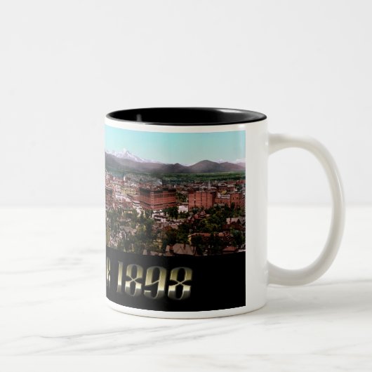 De stad Denver 1898 Tweekleurige Koffiemok (Rechts)
