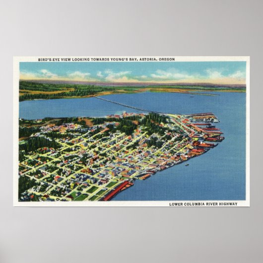 De stad die naar de baai van Young kijkt Poster (Voorkant)