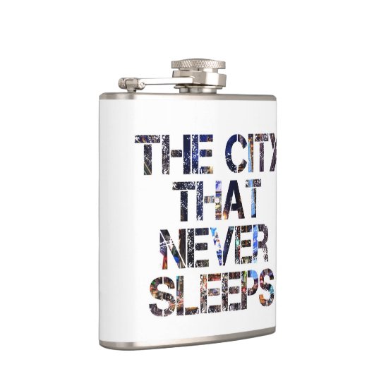 " de stad die nooit slaapt " heupfles (Rechts)
