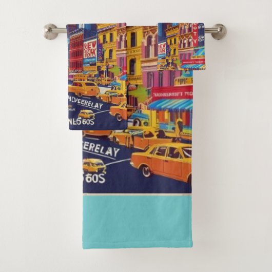 De stad die nooit slaapt | Retro Art Print Bad Handdoek (Insitu)