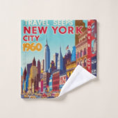 De stad die nooit slaapt | Retro Art Print Bad Handdoek (Wasdoekje)