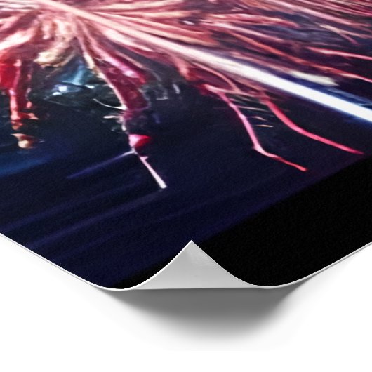 De stad en het vuurwerk | AI Art Poster (Hoek)