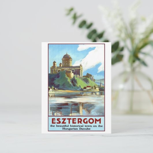 De stad Esztergom op de Donau, Hongarije,  Briefkaart (Staand voorkant)