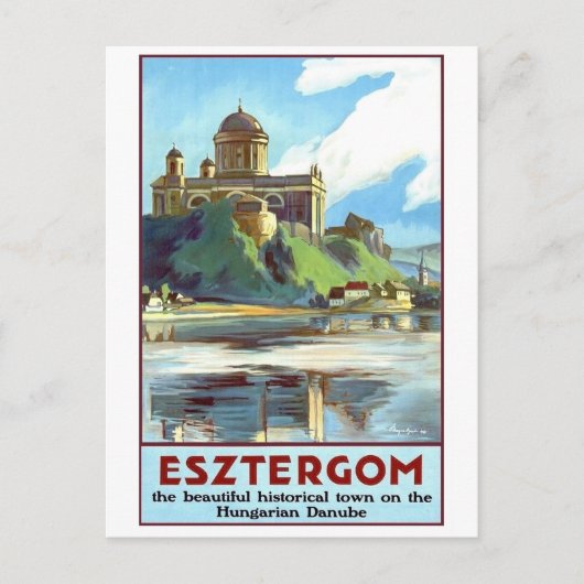 De stad Esztergom op de Donau, Hongarije,  Briefkaart (Voorkant)