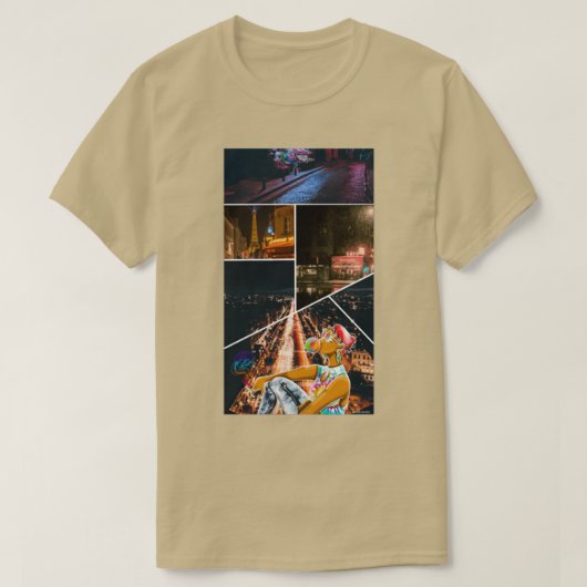 de stad gom en ik hou van je in het frans t-shirt (Design voorkant)