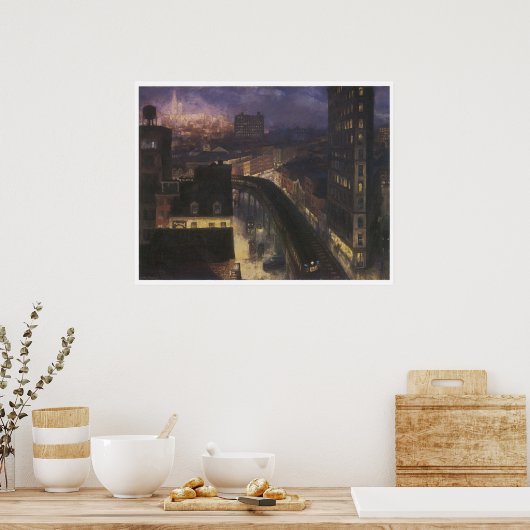 De stad Greenwich Village, John Sloan Poster (Keuken)