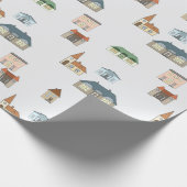 De stad heeft een witte achtergrond. cadeaupapier (Hoek)