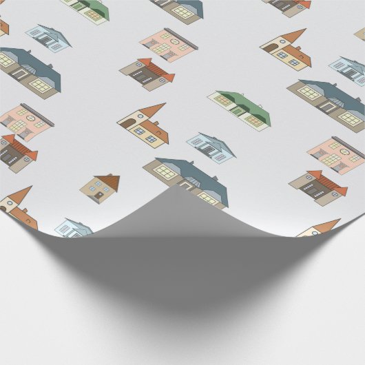 De stad heeft een witte achtergrond. cadeaupapier (Hoek)