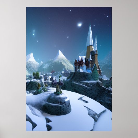 De stad in de berg | AI Art Poster (Voorkant)