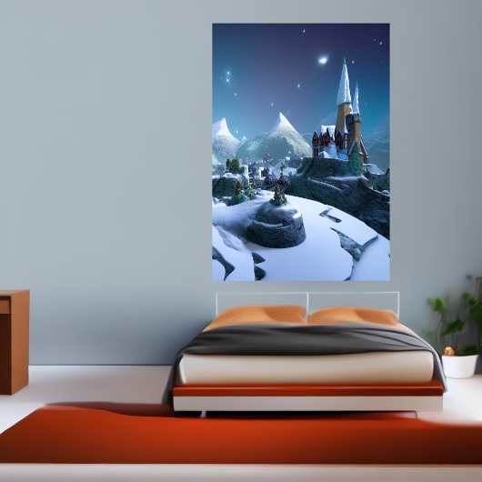 De stad in de berg | AI Art Poster