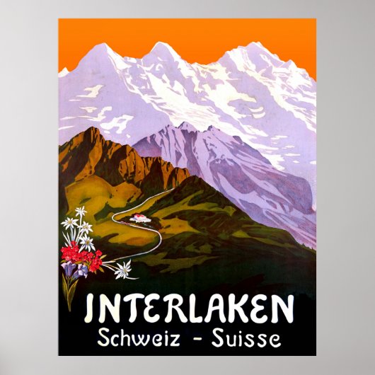 De stad Interlaken in het Zwitserse gebergte Poster (Voorkant)
