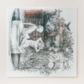 de stad is een fontein met figuren voor meisjes legpuzzel (Horizontaal)