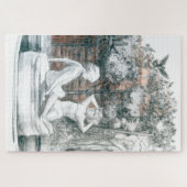 de stad is een fontein met figuren voor meisjes legpuzzel (Horizontaal)