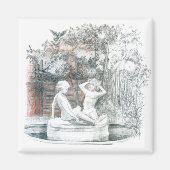 de stad is een fontein met figuren voor meisjes magneet (Voorkant)