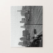 De stad Kansas City Skyline-Black en White Photo Legpuzzel (Verticaal)
