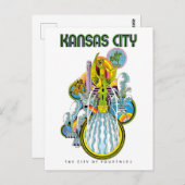 De stad Kansas, de stad der fonteinen, Briefkaart (Voorkant / Achterkant)