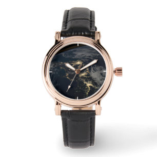 De stad licht 's nachts in Japan. Horloge