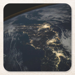 De stad licht 's nachts in Japan. Kartonnen Onderzetters