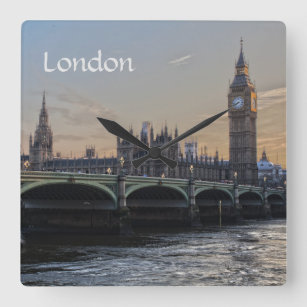 De stad Londen Engeland Vierkante Klok