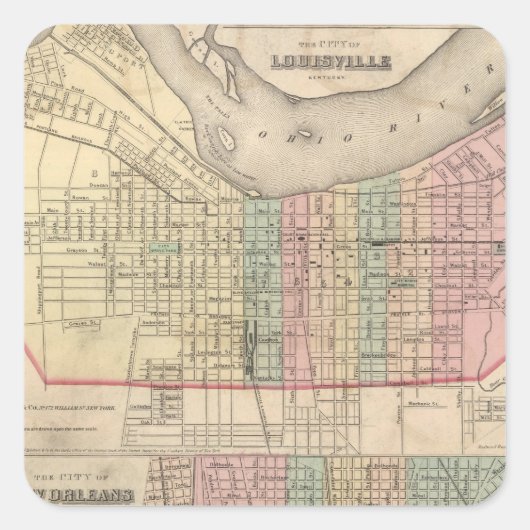 De stad Louisville, Kentucky Vierkante Sticker (Voorkant)