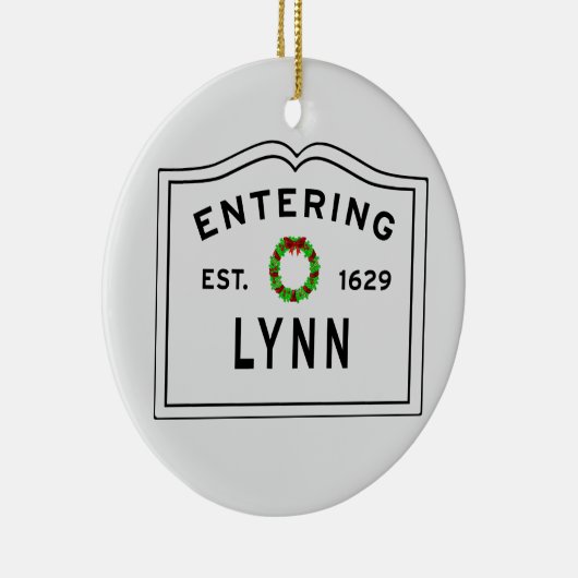 De stad Lynn Holiday Wreath Ceramic Ornament (Rechts)